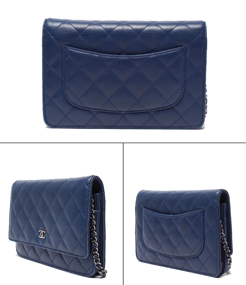 Chanel Chain Wallet Shoulder Bag Silver Quilted Lambskin — view 2
