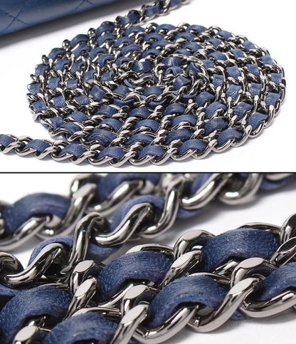 Chanel Chain Wallet Shoulder Bag Silver Quilted Lambskin — view 9