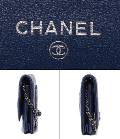 Chanel Chain Wallet Shoulder Bag Silver Quilted Lambskin — view 4