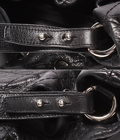 Chanel Leather Shoulder Bag Drawstring Quilted Silver on the Road — view 7
