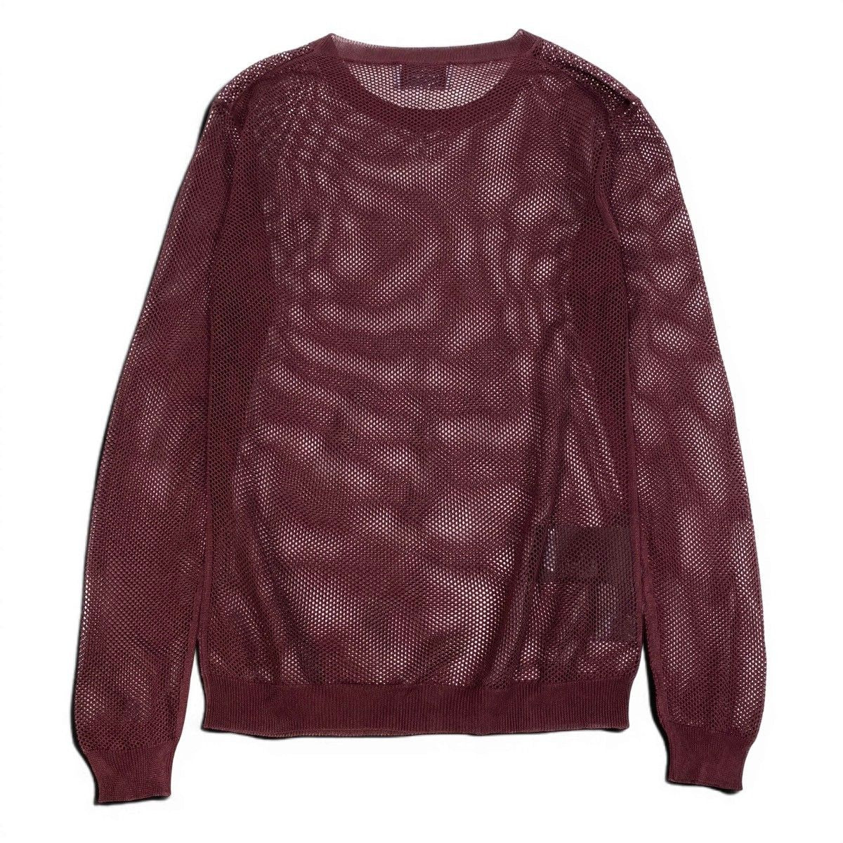Prada Long Sleeve Knit Mesh 42 Burgundy 100% Rayon Sweater — view 3