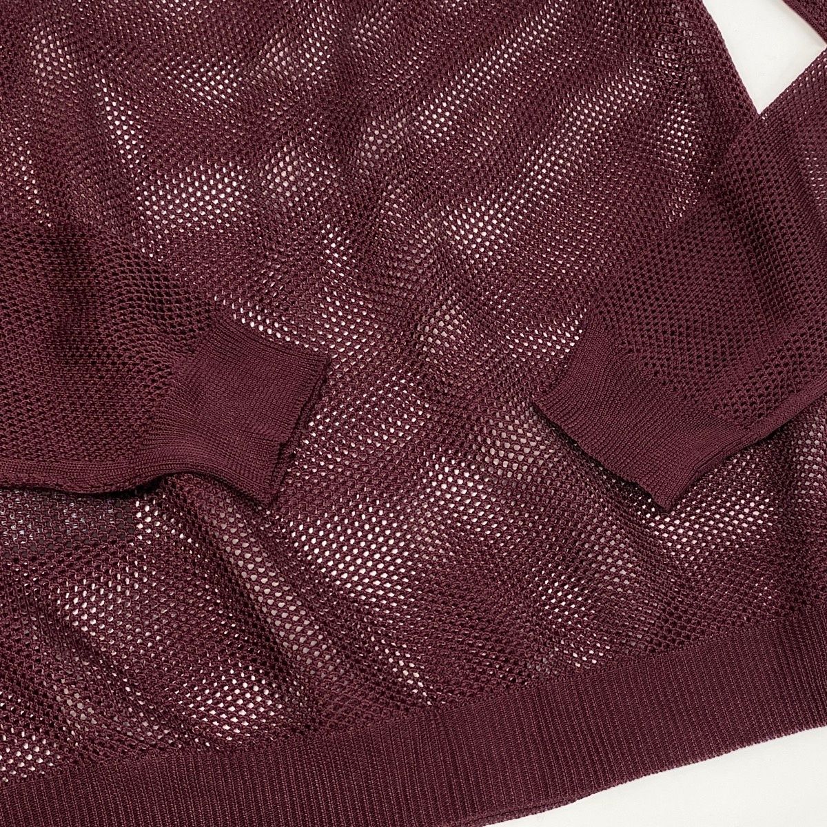 Prada Long Sleeve Knit Mesh 42 Burgundy 100% Rayon Sweater — view 5