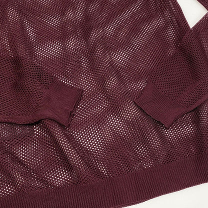 Prada Long Sleeve Knit Mesh 42 Burgundy 100% Rayon Sweater — view 5
