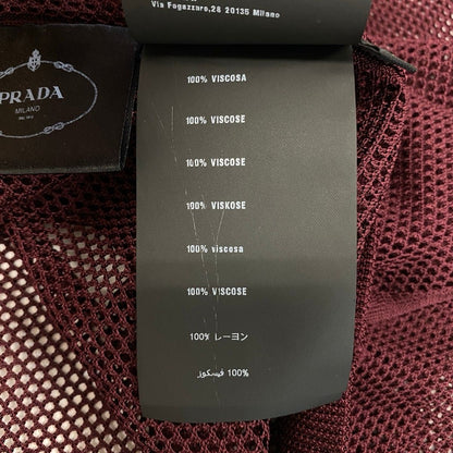 Prada Long Sleeve Knit Mesh 42 Burgundy 100% Rayon Sweater — view 9