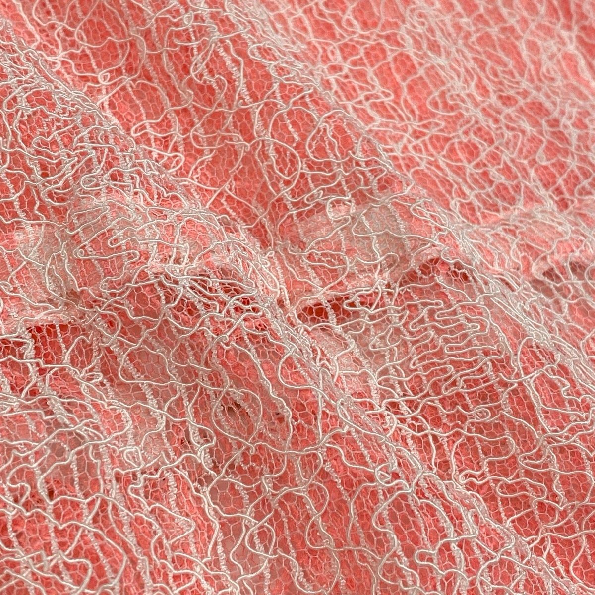 Chanel CC Logo Button Full Lace Cardigan Ribbon 36 Salmon Pink White — view 8