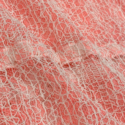 Chanel CC Logo Button Full Lace Cardigan Ribbon 36 Salmon Pink White — view 8
