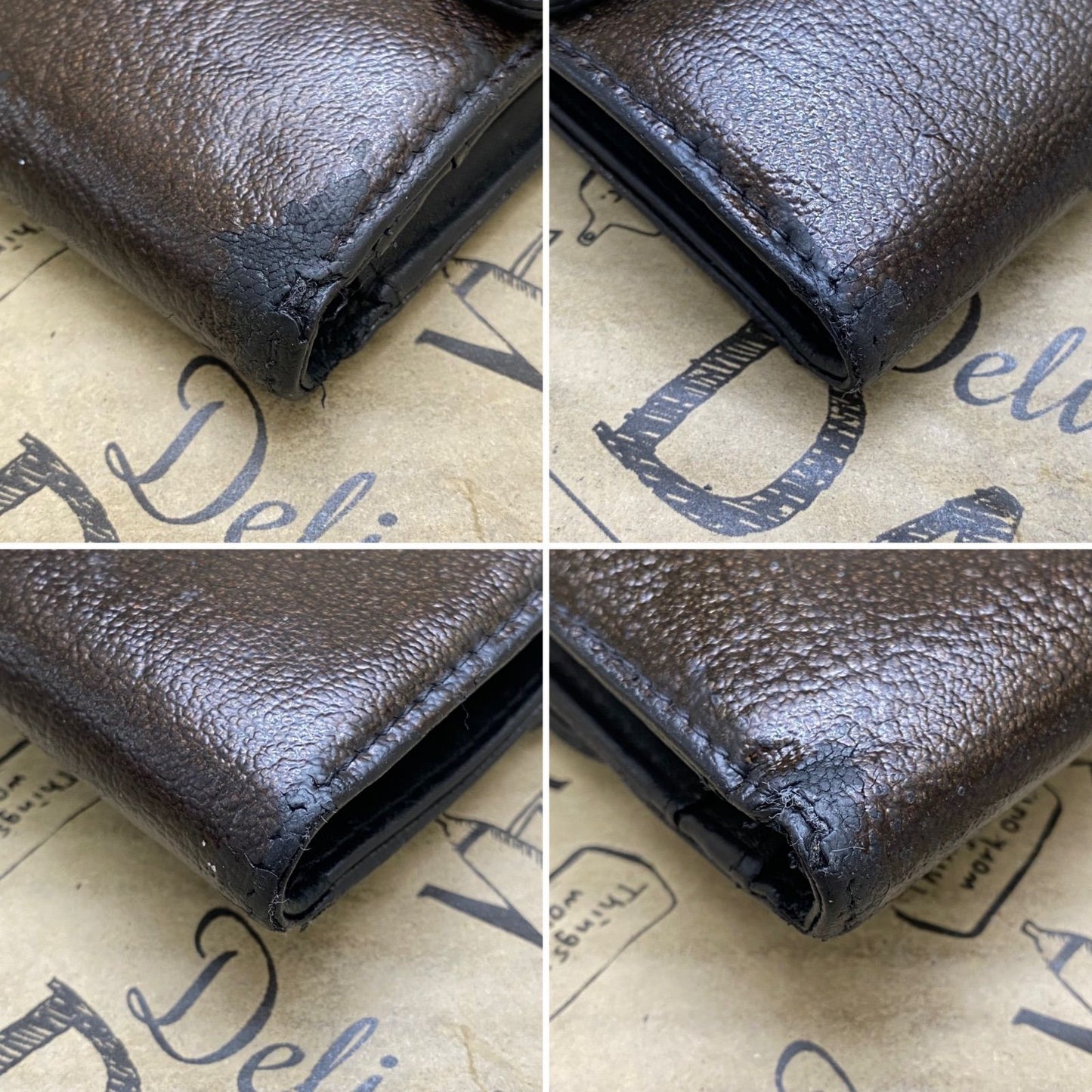 Chanel Wallet Trifold Leather CC Logo Card Pass Case Billfold Coin — view 7