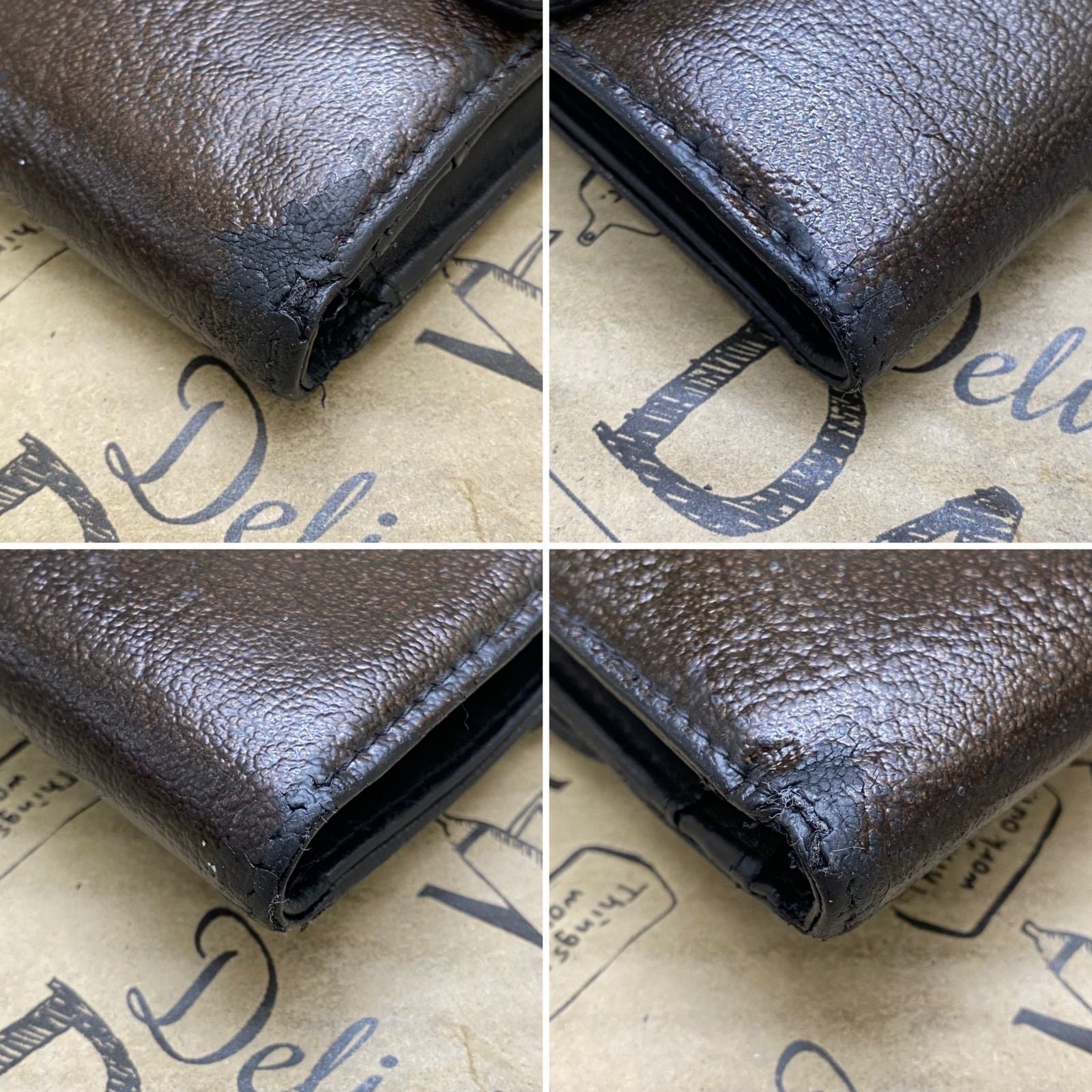 Chanel Wallet Trifold Leather CC Logo Card Pass Case Billfold Coin — view 7