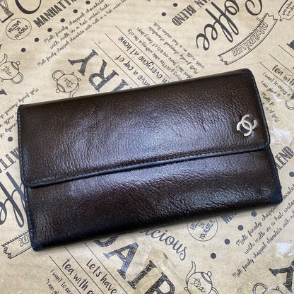 Chanel Wallet Trifold Leather CC Logo Card Pass Case Billfold Coin — view 3