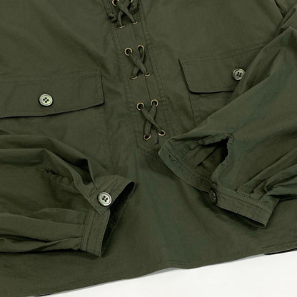 Saint Laurent Era Lace Up Off Shoulder Top Khaki — view 5