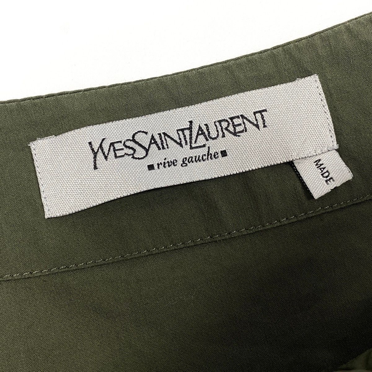 Saint Laurent Era Lace Up Off Shoulder Top Khaki — view 9