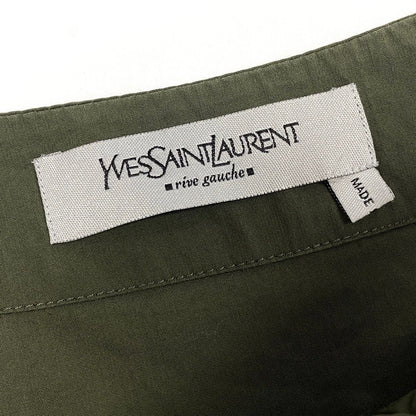 Saint Laurent Era Lace Up Off Shoulder Top Khaki — view 9