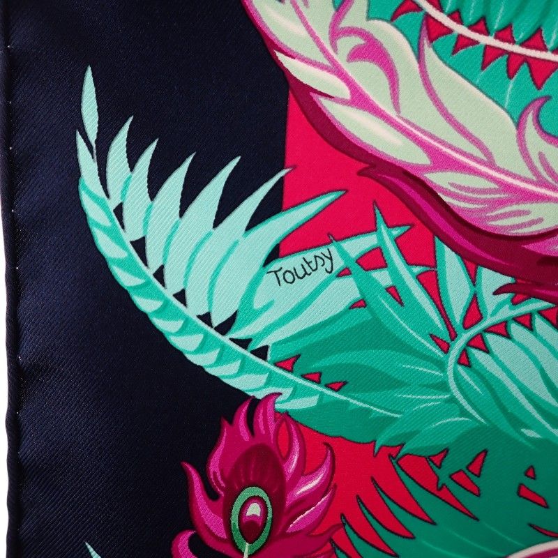 Hermes Carre 90 Mythiques Phoenix Scarf Silk Pink Green Multicolor Interior — view 4
