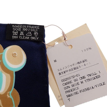 Hermes Carre 90 Mythiques Phoenix Scarf Silk Pink Green Multicolor Interior — view 6
