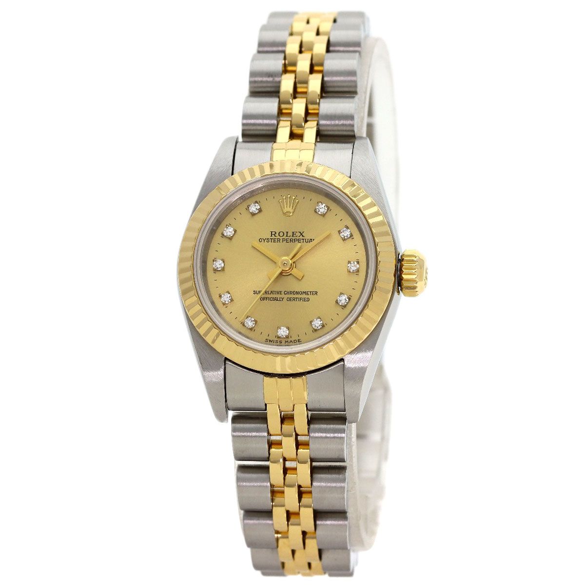 Rolex Oyster Perpetual Diamond Watch SS Yellow Gold 18k