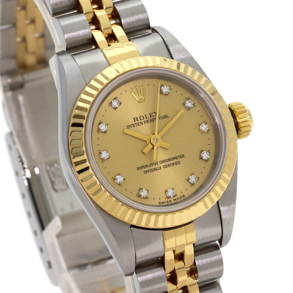 Rolex Oyster Perpetual Diamond Watch SS Yellow Gold 18k — view 4