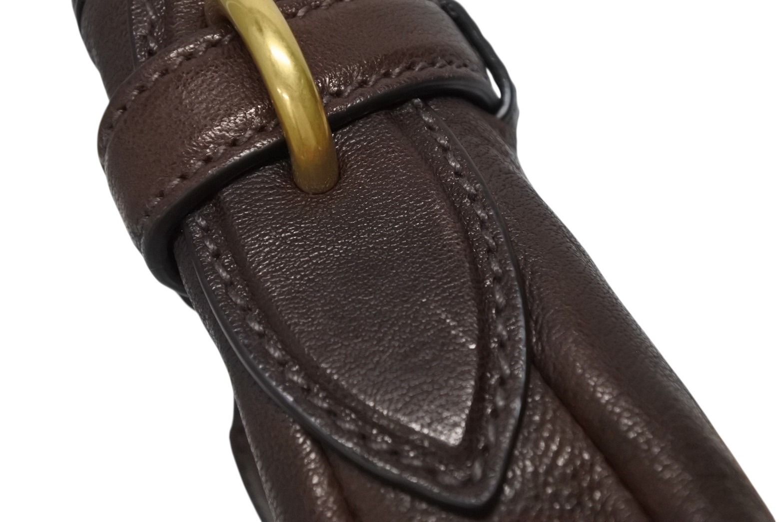 Miu Miu Nappa Leather Pouch Shoulder Bag Brown Gold — view 5