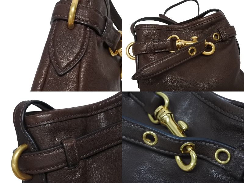 Miu Miu Nappa Leather Pouch Shoulder Bag Brown Gold — view 6