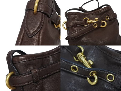 Miu Miu Nappa Leather Pouch Shoulder Bag Brown Gold — view 6