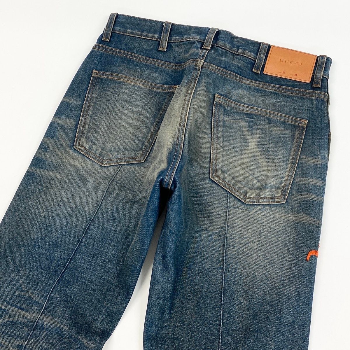 Gucci Dragon Flour Embroidery Vintage Wash Denim Pants Embroidered Jeans 30 — view 5