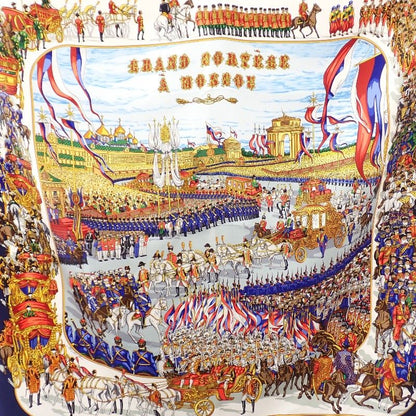 Hermes Carre 90 Grand Cortege A' Moscou Moscow March Scarf Silk Navy Multicolor — view 6