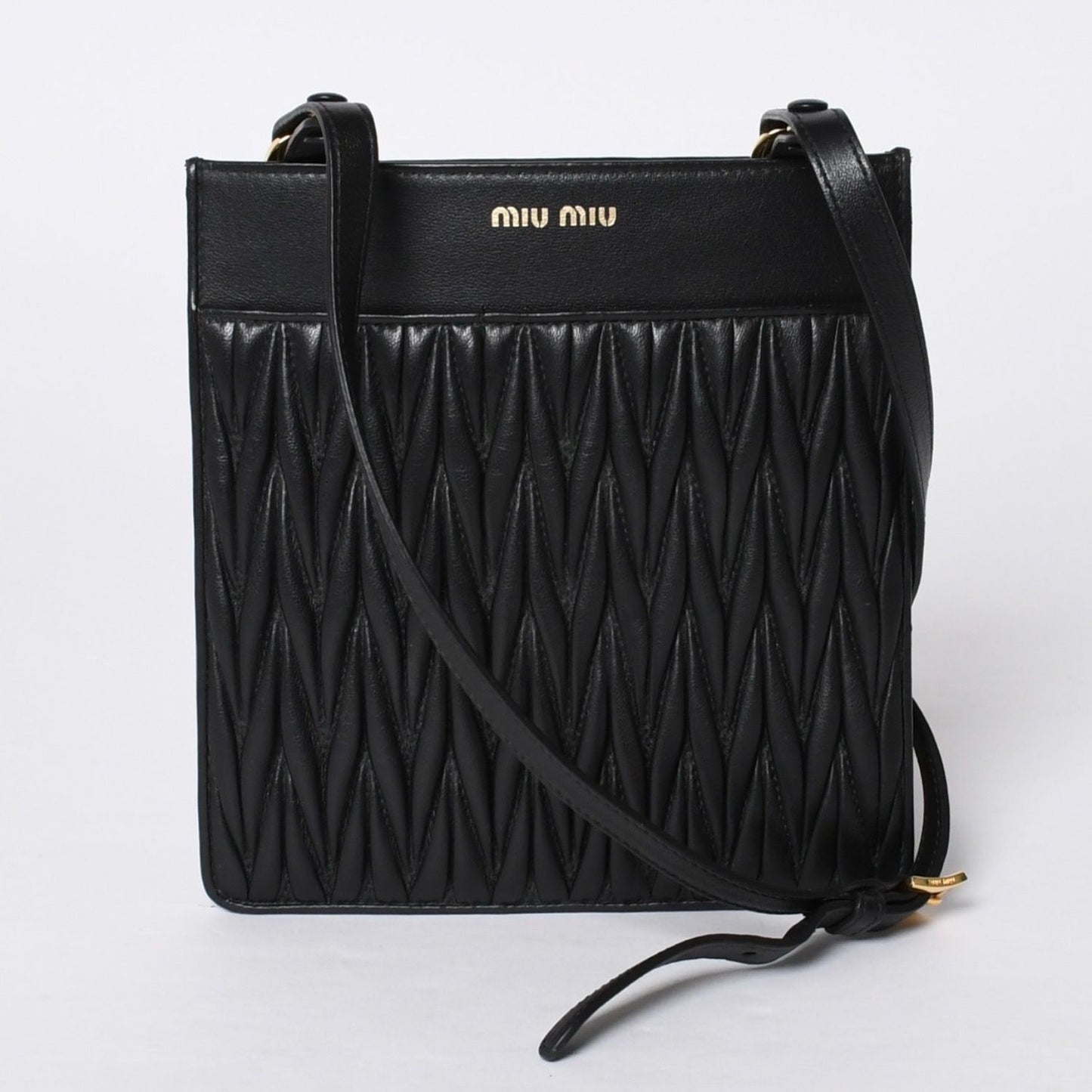 Miu Miu Shoulder Bag Black Crossbody Pochette Matelasse