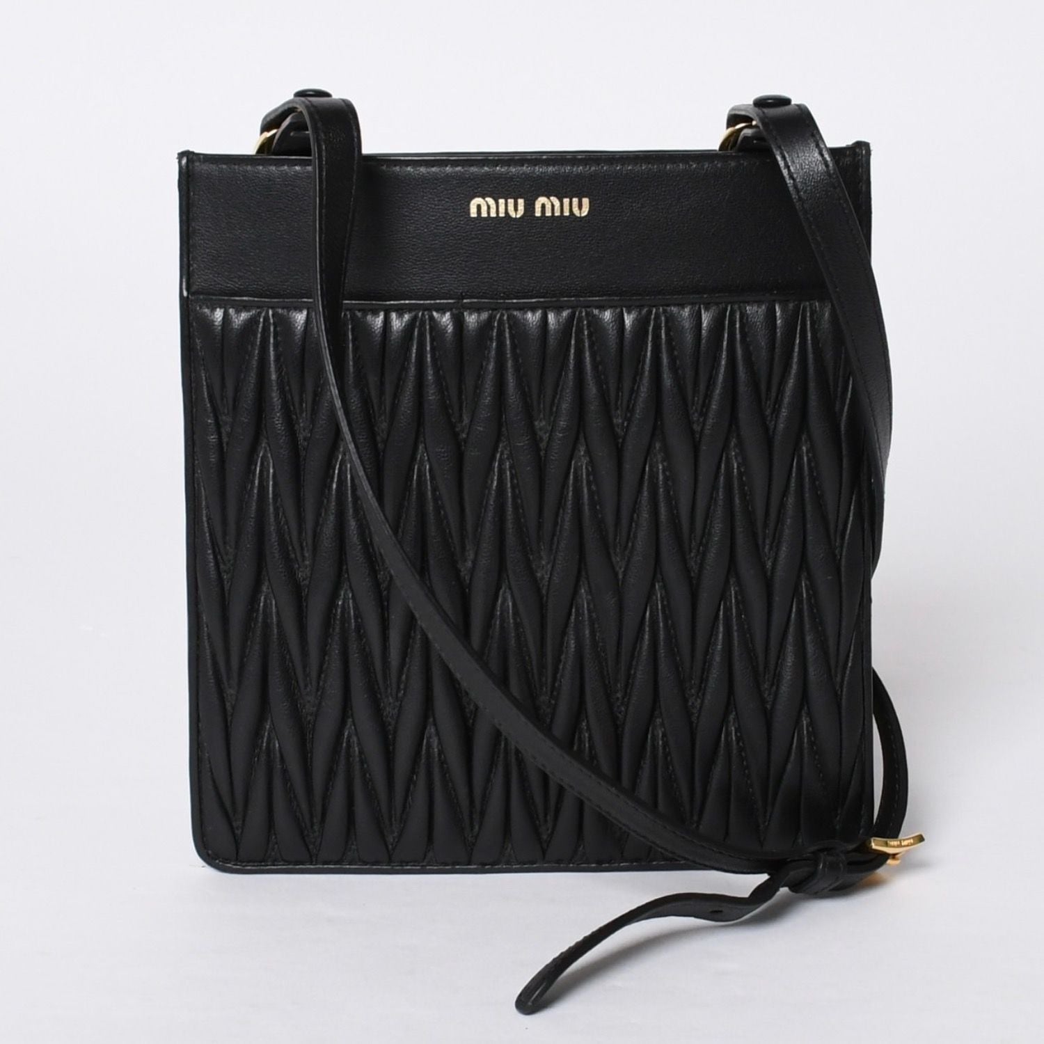 Miu Miu Shoulder Bag Black Crossbody Pochette Matelasse