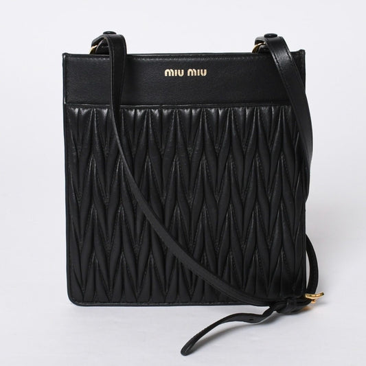 Miu Miu Shoulder Bag Black Crossbody Pochette Matelasse