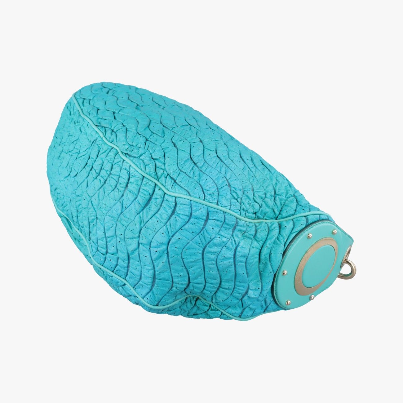 Versace Wave Shirred Hobo Blue Lambskin — view 6