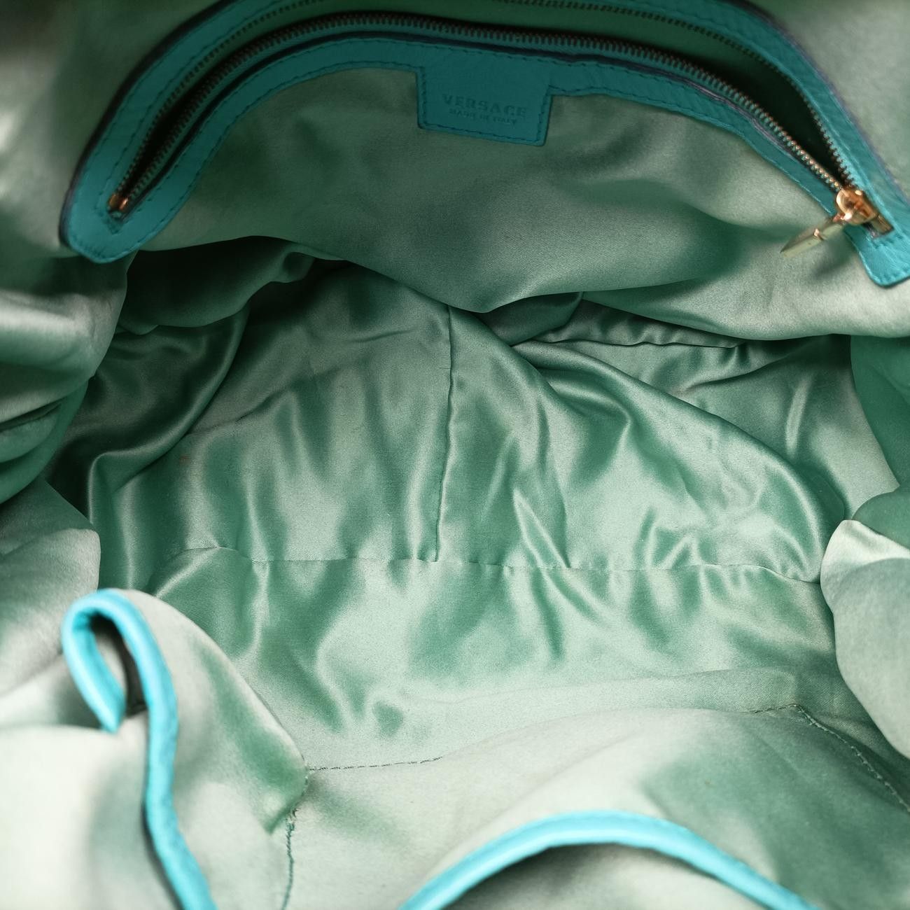 Versace Wave Shirred Hobo Blue Lambskin — view 9