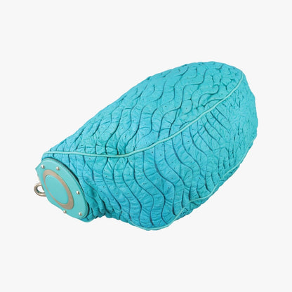 Versace Wave Shirred Hobo Blue Lambskin — view 5