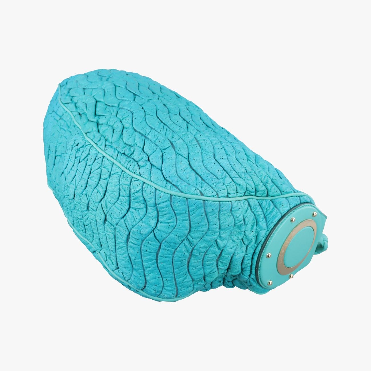 Versace Wave Shirred Hobo Blue Lambskin — view 4