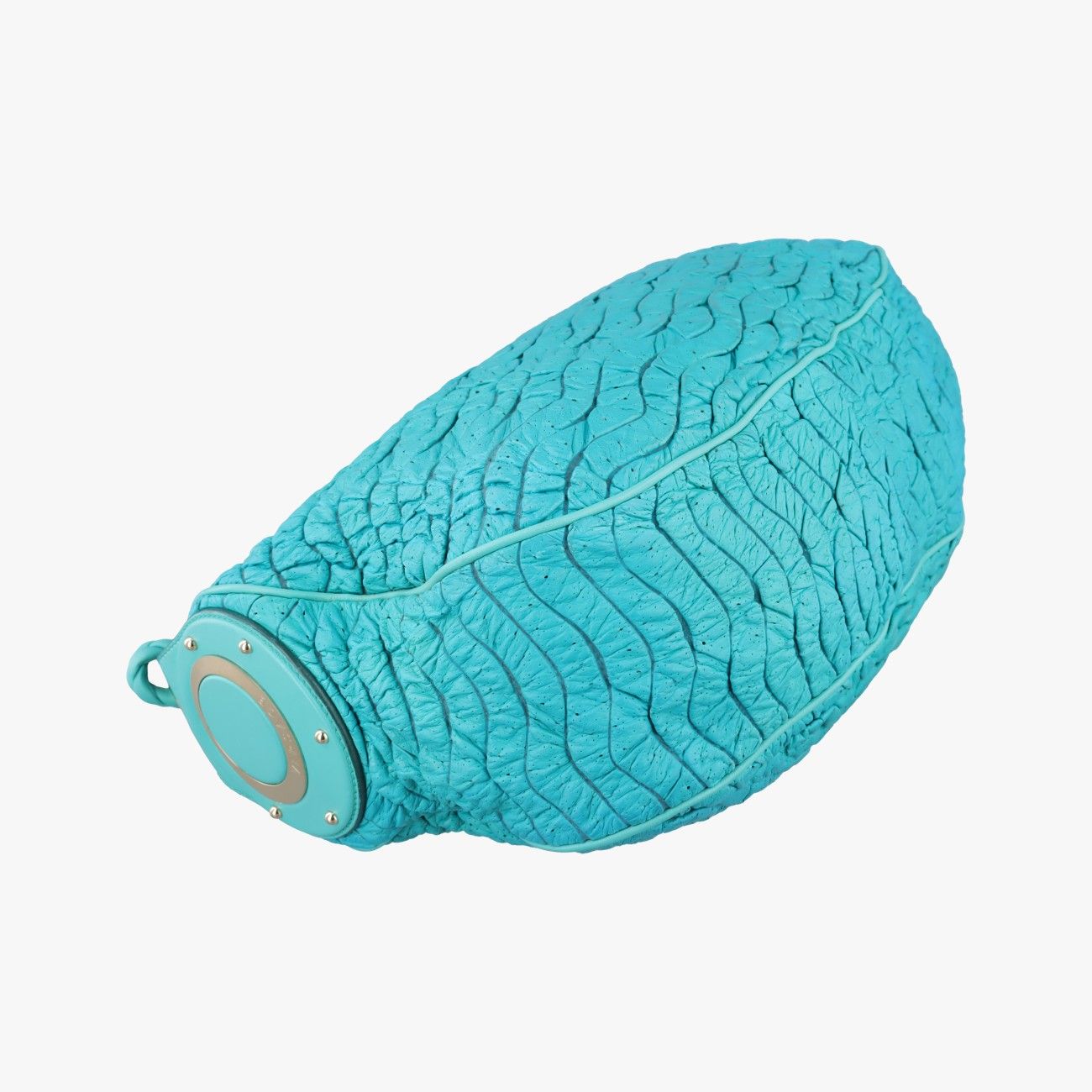 Versace Wave Shirred Hobo Blue Lambskin — view 7
