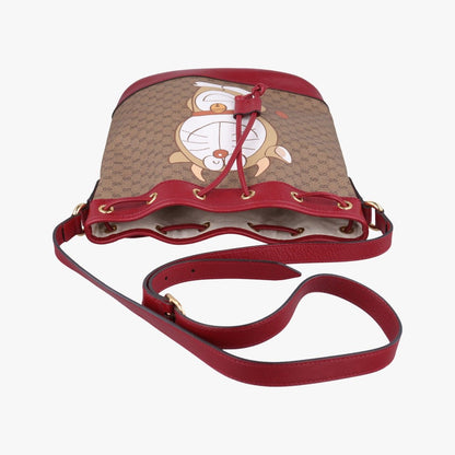Gucci Doraemon Collaboration Brown Red Canvas Leather Messenger — view 8