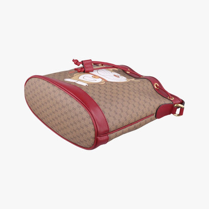 Gucci Doraemon Collaboration Brown Red Canvas Leather Messenger — view 4