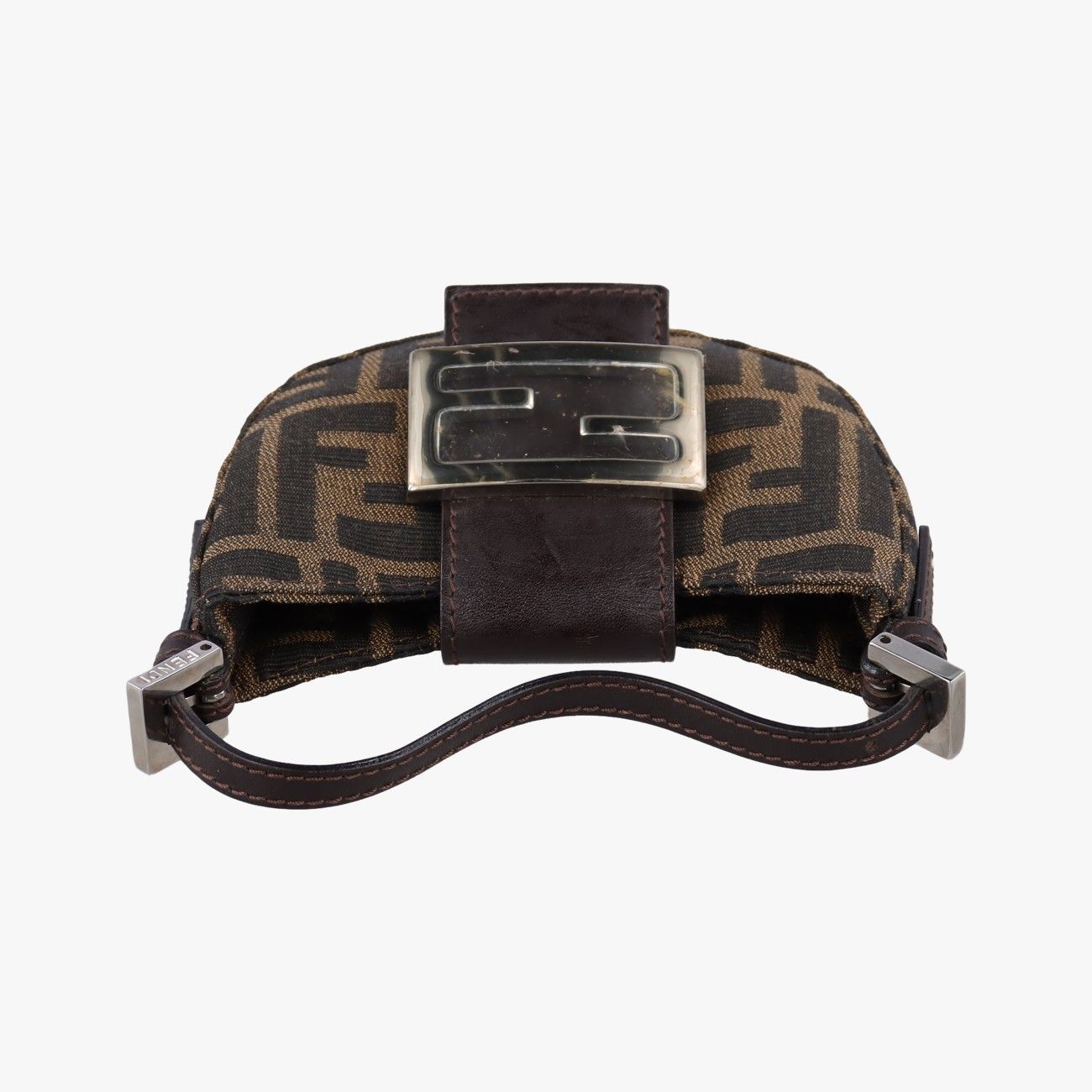 Fendi Mini Croissant Brown Canvas Leather Handbag — view 8
