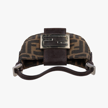 Fendi Mini Croissant Brown Canvas Leather Handbag — view 8
