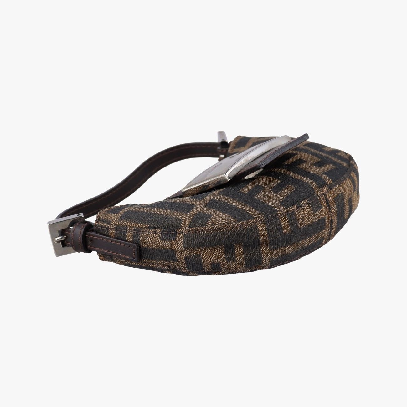 Fendi Mini Croissant Brown Canvas Leather Handbag — view 5