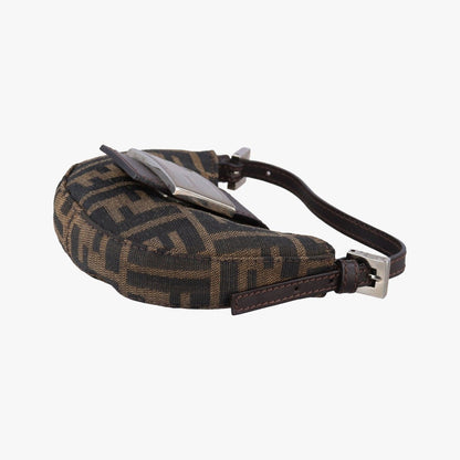 Fendi Mini Croissant Brown Canvas Leather Handbag — view 4