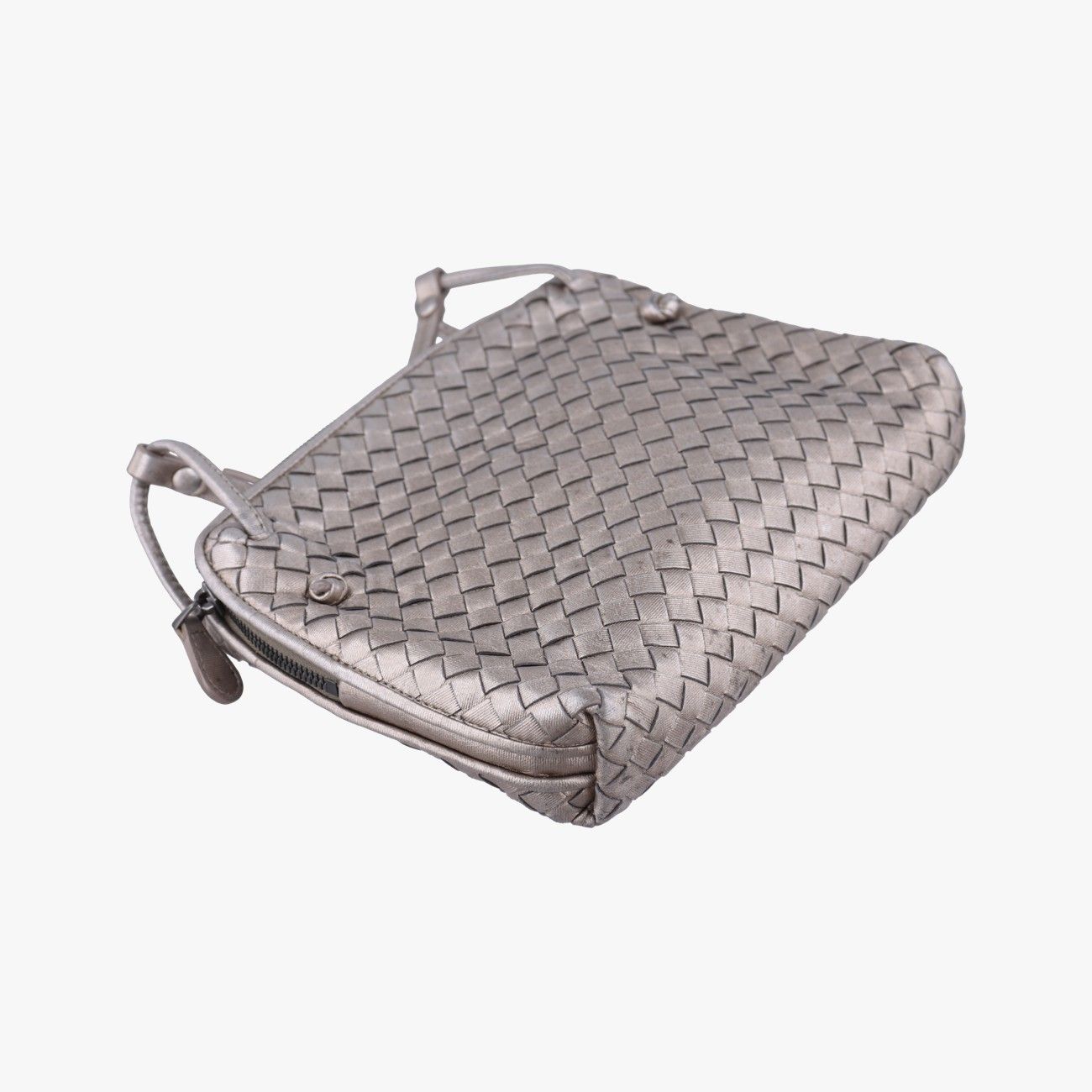 Bottega Veneta Nodini Intrecciato Silver Gray Lambskin Messenger — view 5