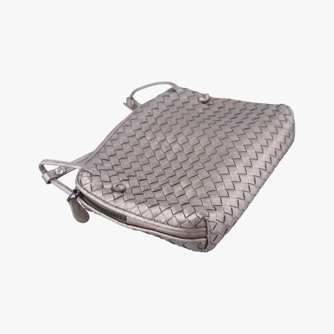Bottega Veneta Nodini Intrecciato Silver Gray Lambskin Messenger — view 7