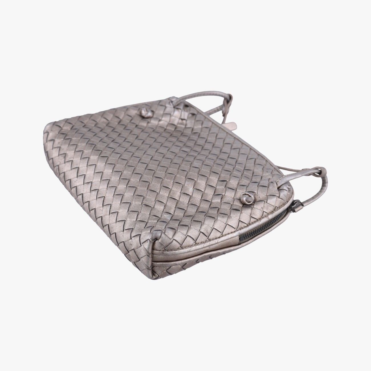 Bottega Veneta Nodini Intrecciato Silver Gray Lambskin Messenger — view 4