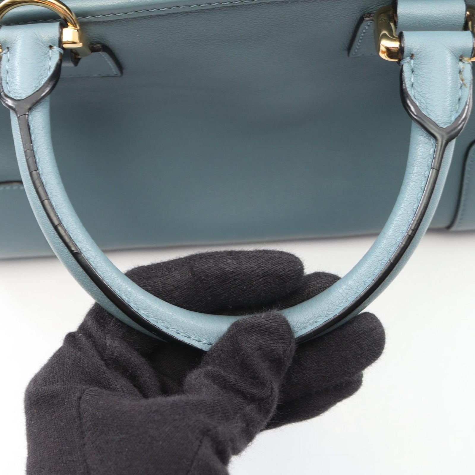 Loewe Handbag Amazona 28 2-Way Blue Gray Leather — view 6