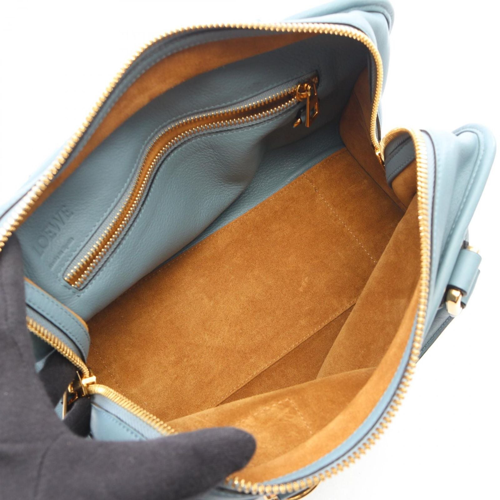 Loewe Handbag Amazona 28 2-Way Blue Gray Leather — view 3