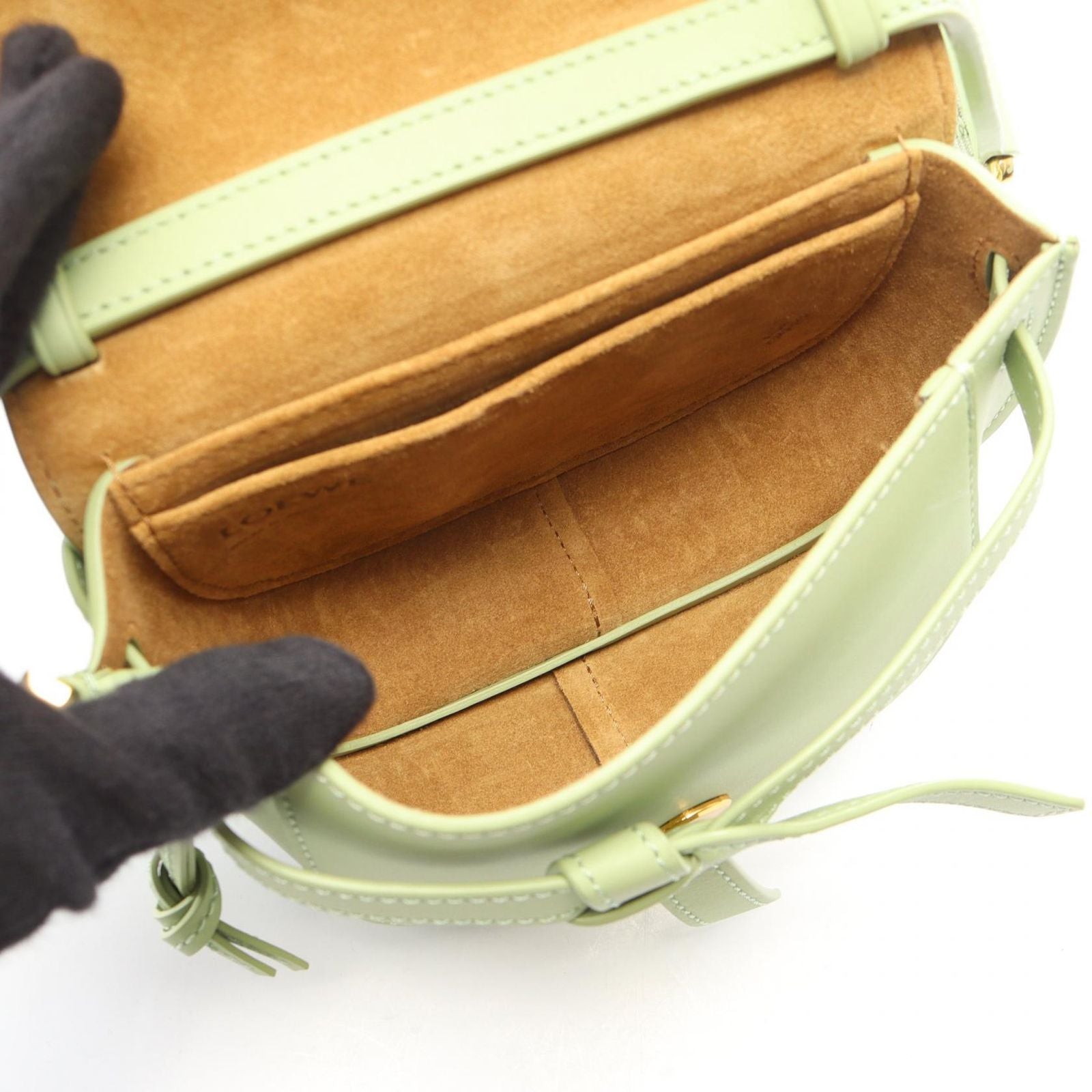 Loewe Shoulder Bag Gate Dual Mini Light Green Leather — view 3