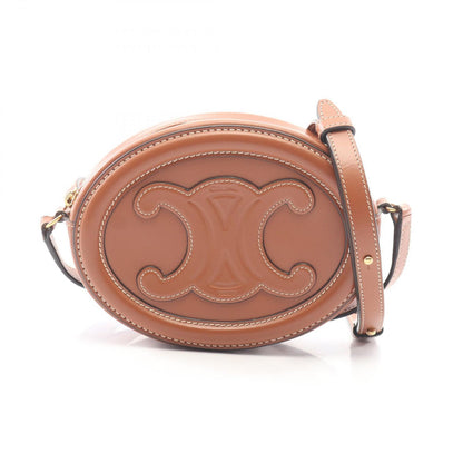 Celine Shoulder Bag Triomphe Oval Purse Cuile Brown Leather