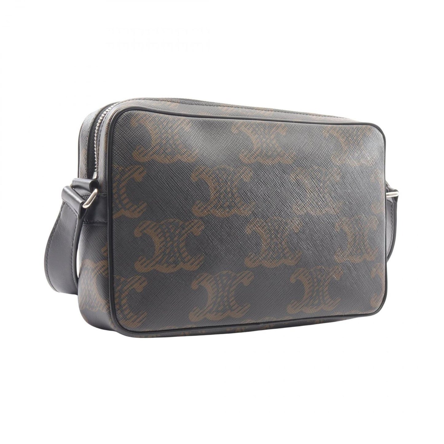 Celine Shoulder Bag Triomphe Black Canvas Leather — view 2