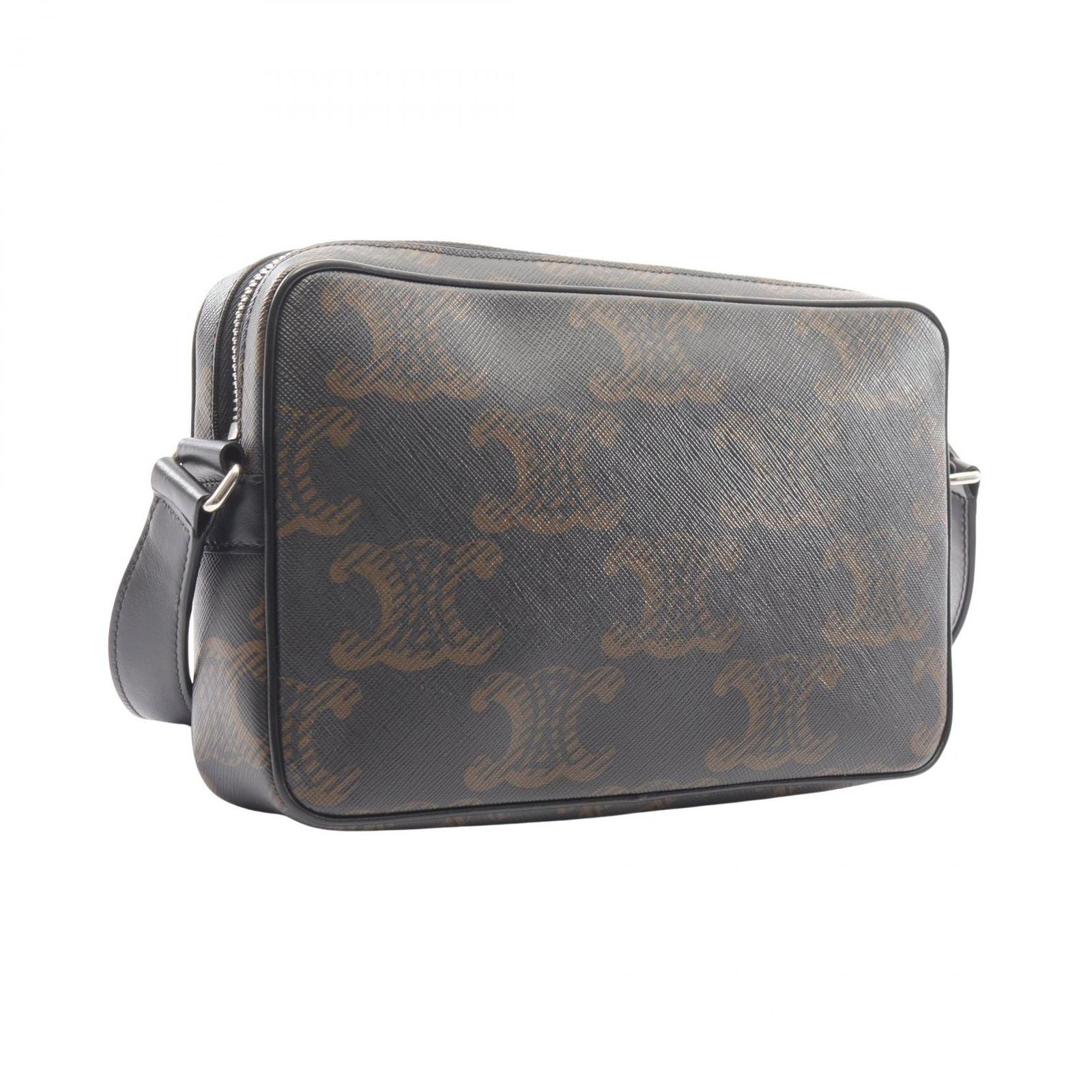 Celine Shoulder Bag Triomphe Black Canvas Leather — view 2