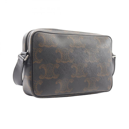 Celine Shoulder Bag Triomphe Black Canvas Leather — view 2