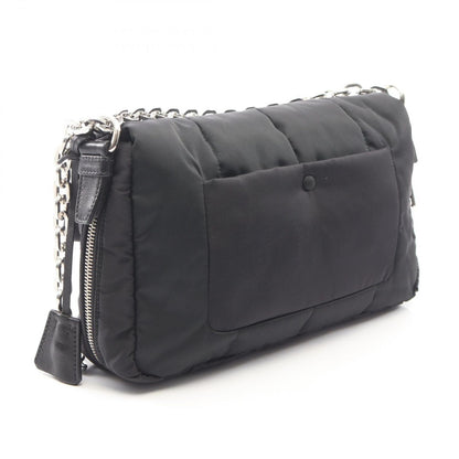 Prada Shoulder Bag Tessuto Bomber Black Nylon Leather Chain — view 2